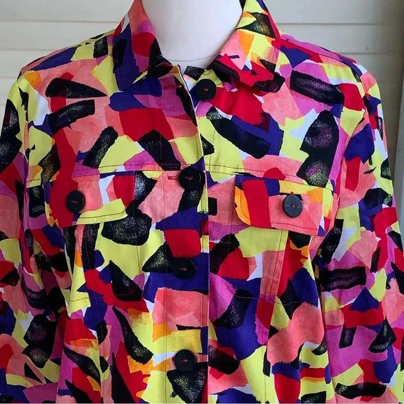 Drapers & Damons “Jelly Bean Jean Jacket” NWOT Size Large Colorful Art to wear - Picture 8 of 9